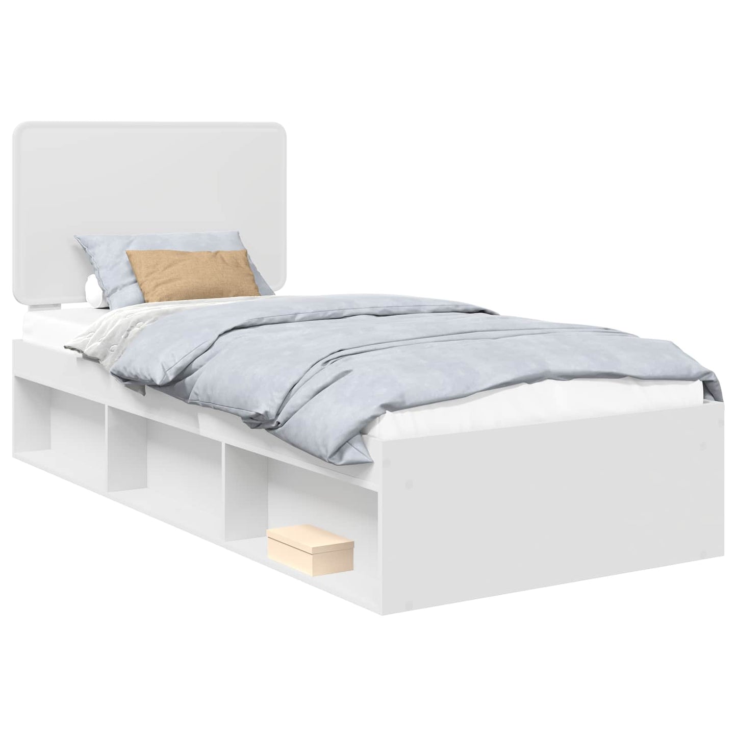 Bed Frame with Headboard White 90 x 190 cm Solid Pine Wood