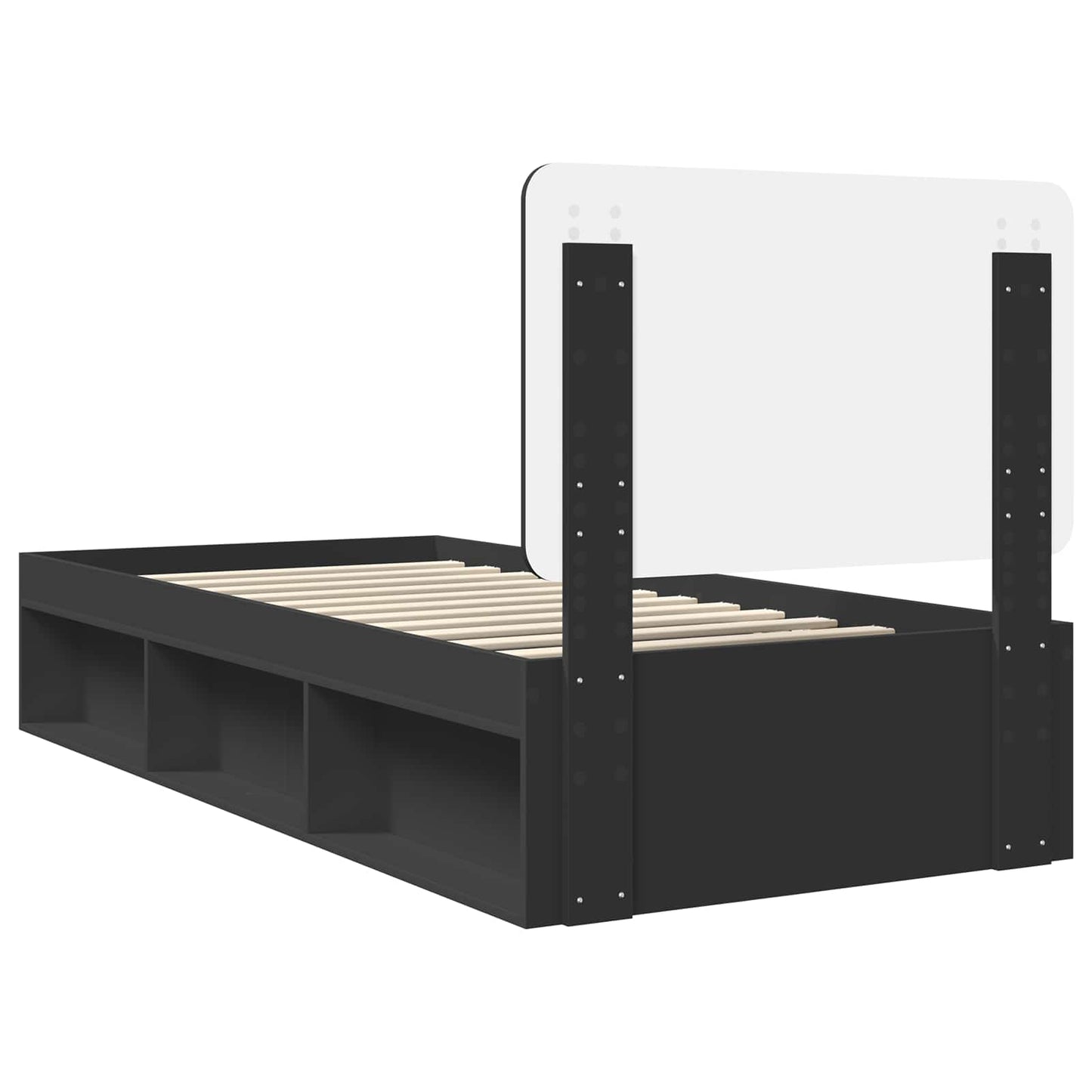 Bed Frame with Headboard Black 90 x 190 cm Solid Pine Wood