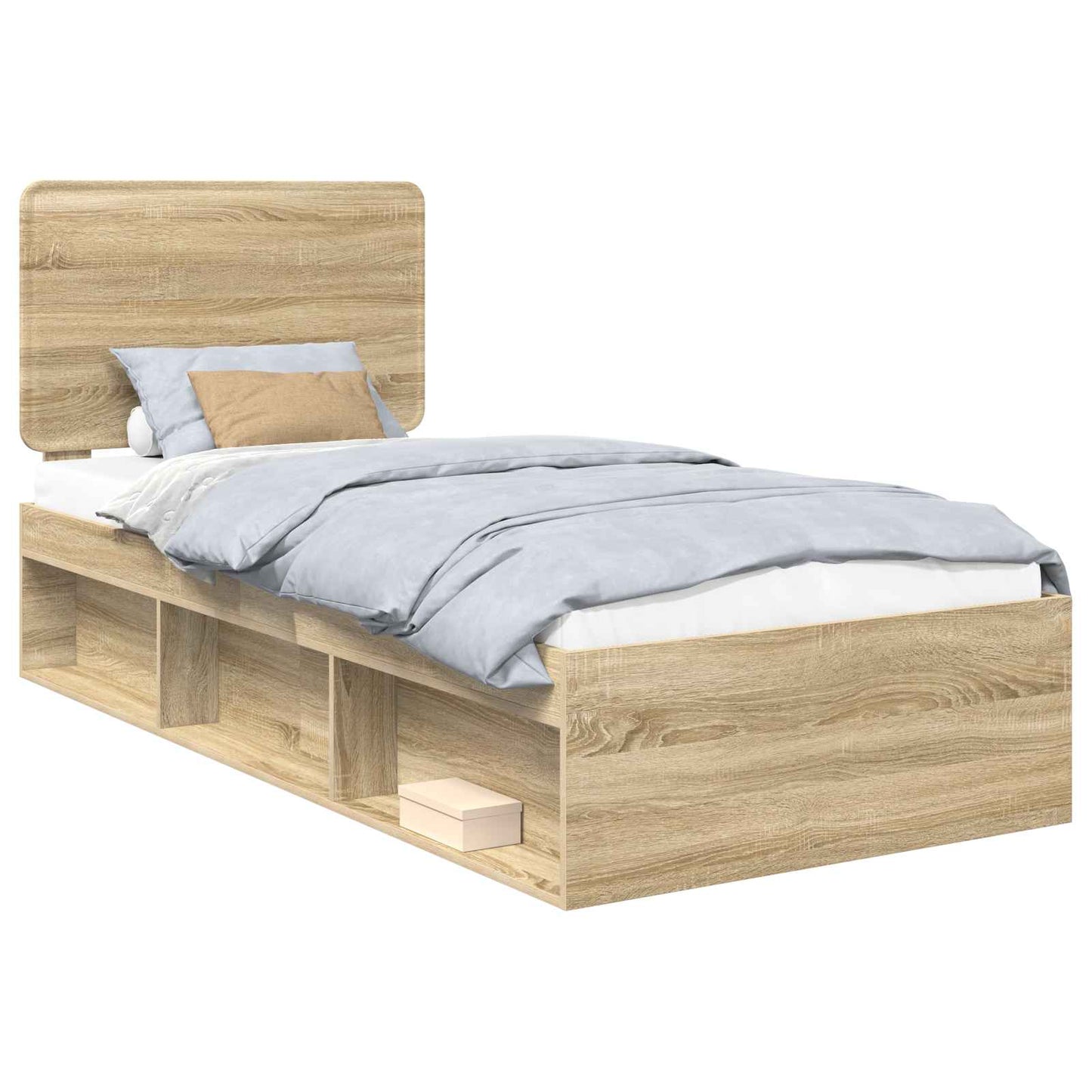 Bed Frame with Headboard Sonoma 90 x 190 cm Solid Pine Wood