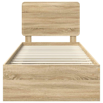 Bed Frame with Headboard Sonoma 90 x 190 cm Solid Pine Wood