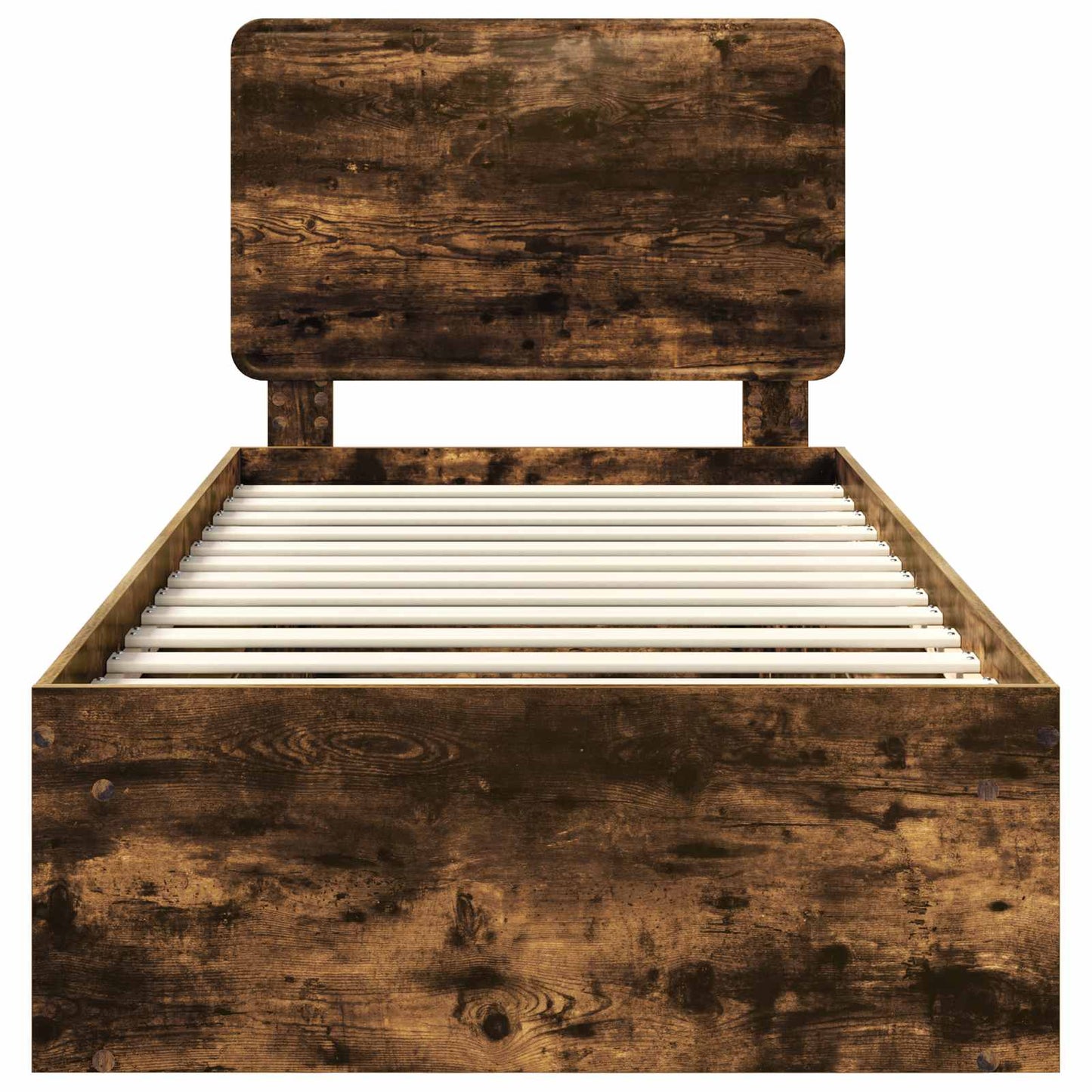 Bed Frame with Headboard Smoked Oak 90 x 190 cm Solid Pine Wood