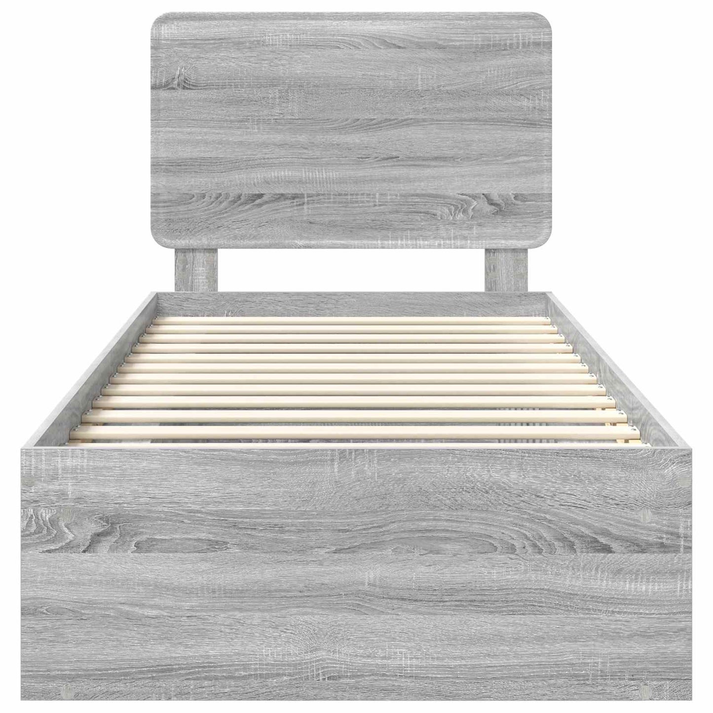 Bed Frame Grey Sonoma 90 x 190 cm Solid Pine Wood