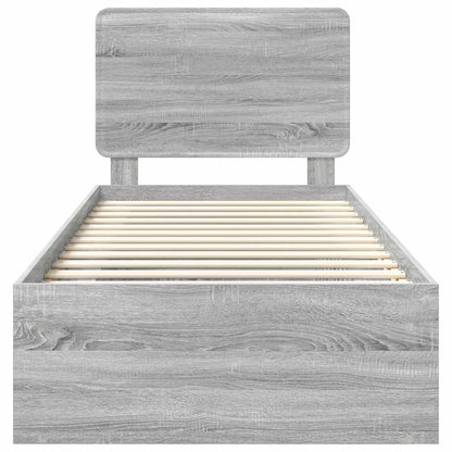 Bed Frame Grey Sonoma 90 x 190 cm Solid Pine Wood