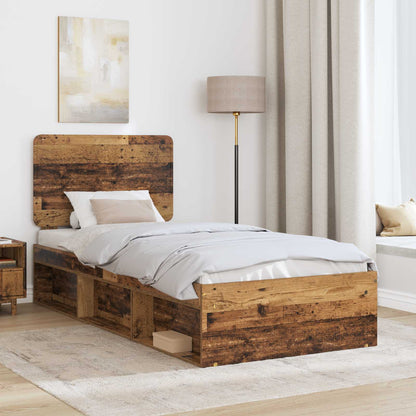 Bed Frame with Headboard Old Wood 90 x 190 cm Solid Pine Wood