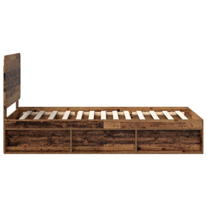 Bed Frame with Headboard Old Wood 90 x 190 cm Solid Pine Wood