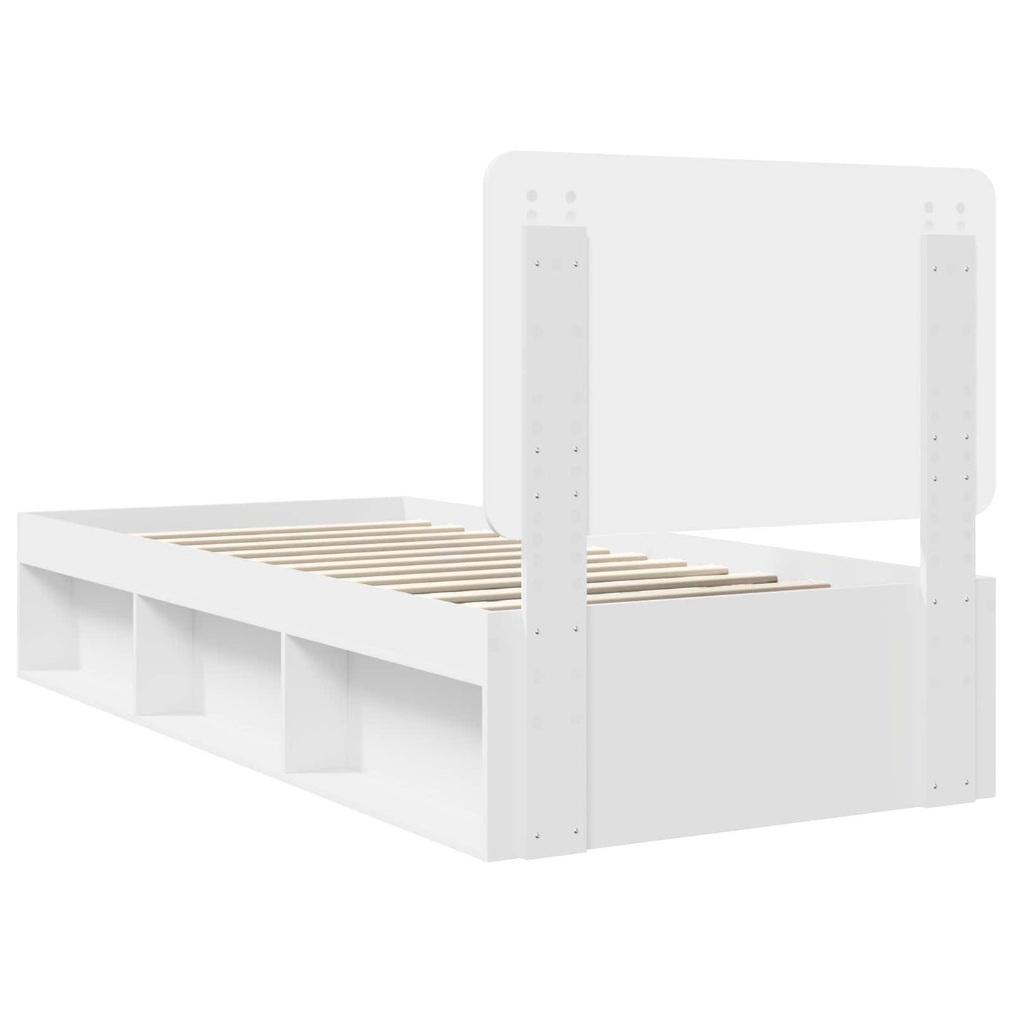 Bed Frame with Headboard White 75 x 190 cm Solid Pine Wood