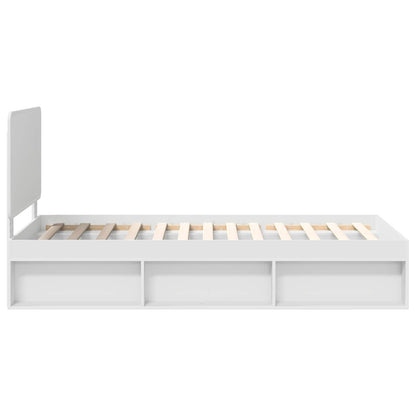 Bed Frame with Headboard White 75 x 190 cm Solid Pine Wood