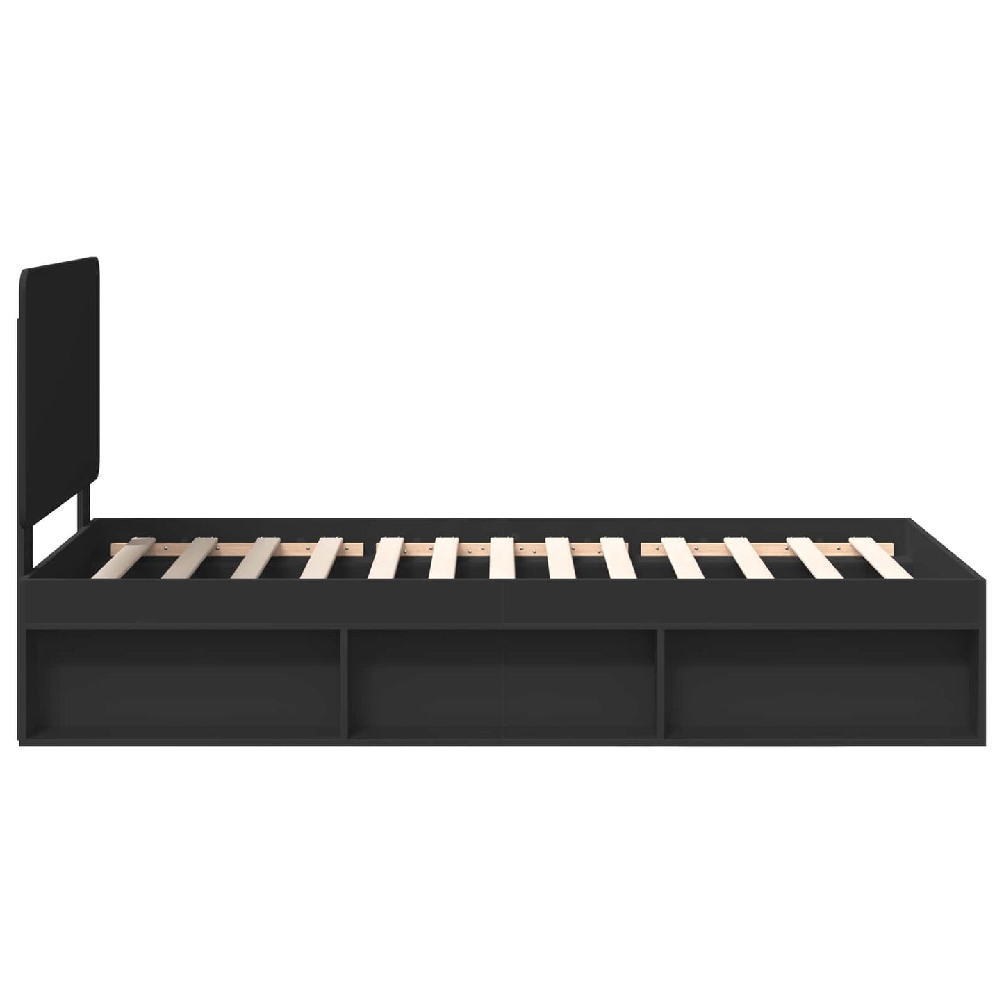 Bed Frame with Headboard Black 75 x 190 cm Solid Pine Wood