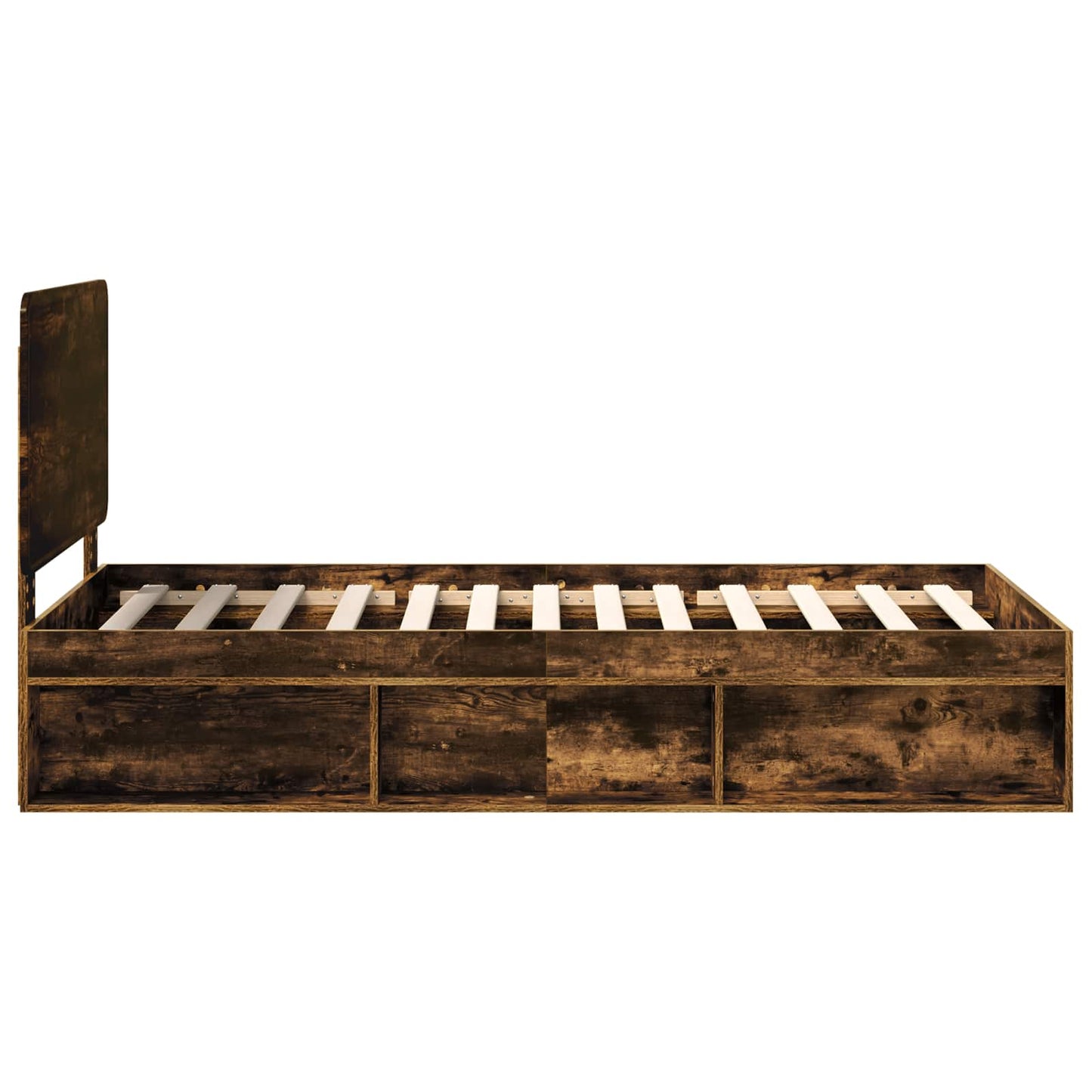Bed Frame with Headboard Smoked Oak 75 x 190 cm Solid Pine Wood