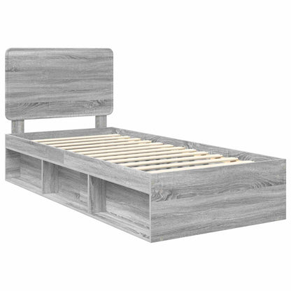 Bed Frame Grey Sonoma 75 x 190 cm Solid Pine Wood