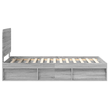 Bed Frame Grey Sonoma 75 x 190 cm Solid Pine Wood