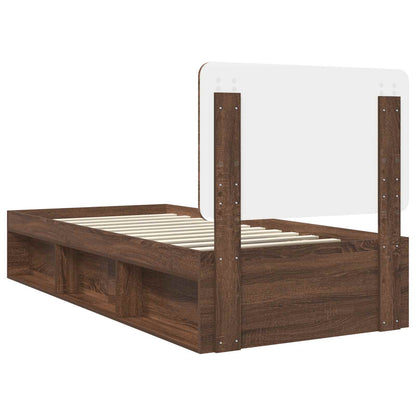 Bed Frame with Headboard Brown Oak 75 x 190 cm Solid Pine Wood