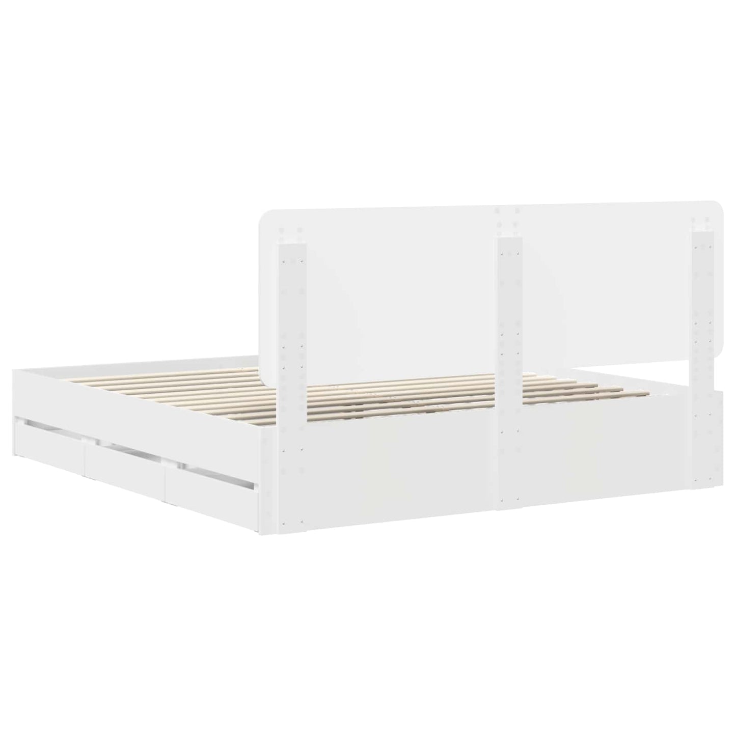 Bed Frame with Drawer White 200 x 200 cm Engineer Wood