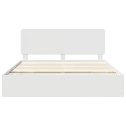 Bed Frame with Drawer White 200 x 200 cm Engineer Wood