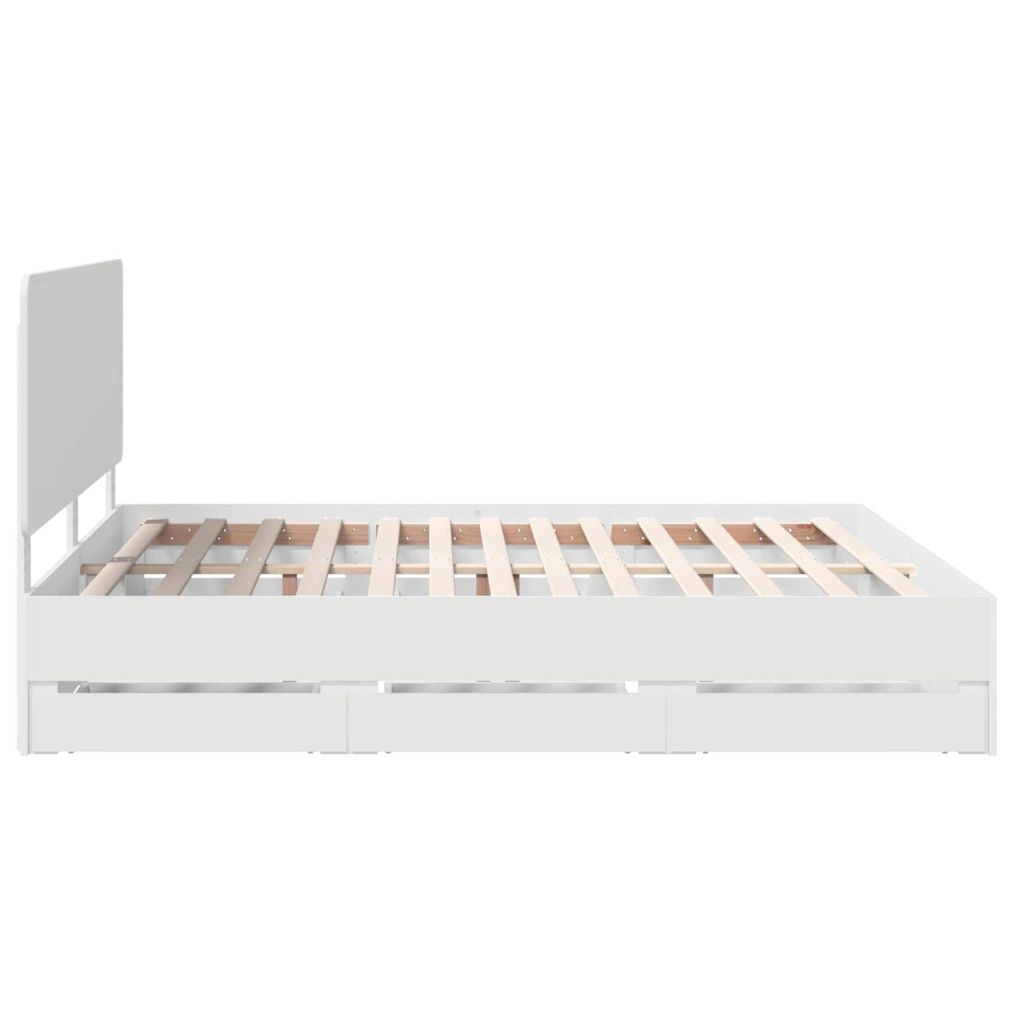 Bed Frame with Drawer White 200 x 200 cm Engineer Wood