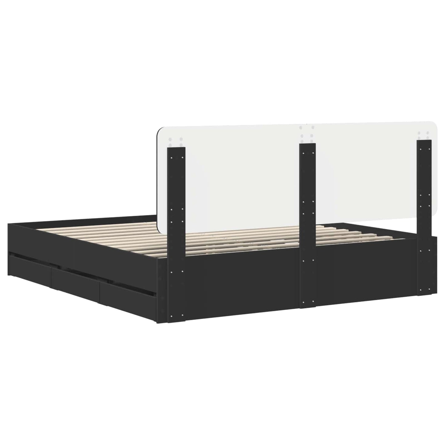 Bed Frame with Drawer Black 200 x 200 cm Engineer Wood
