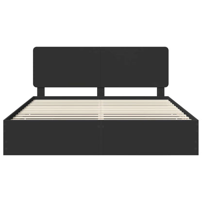 Bed Frame with Drawer Black 200 x 200 cm Engineer Wood