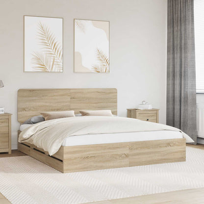 Bed Frame with Drawer Sonoma Oak 200 x 200 cm Engineer Wood