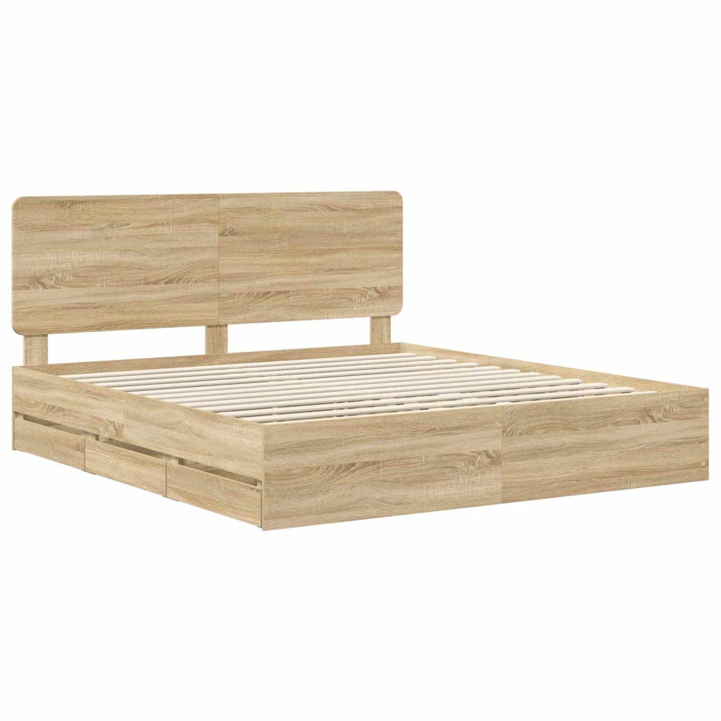 Bed Frame with Drawer Sonoma Oak 200 x 200 cm Engineer Wood