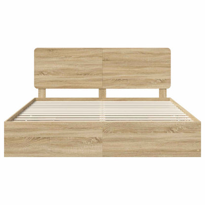 Bed Frame with Drawer Sonoma Oak 200 x 200 cm Engineer Wood