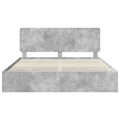 Bed Frame with Drawer Concrete Grey 200 x 200 cm Engineer Wood