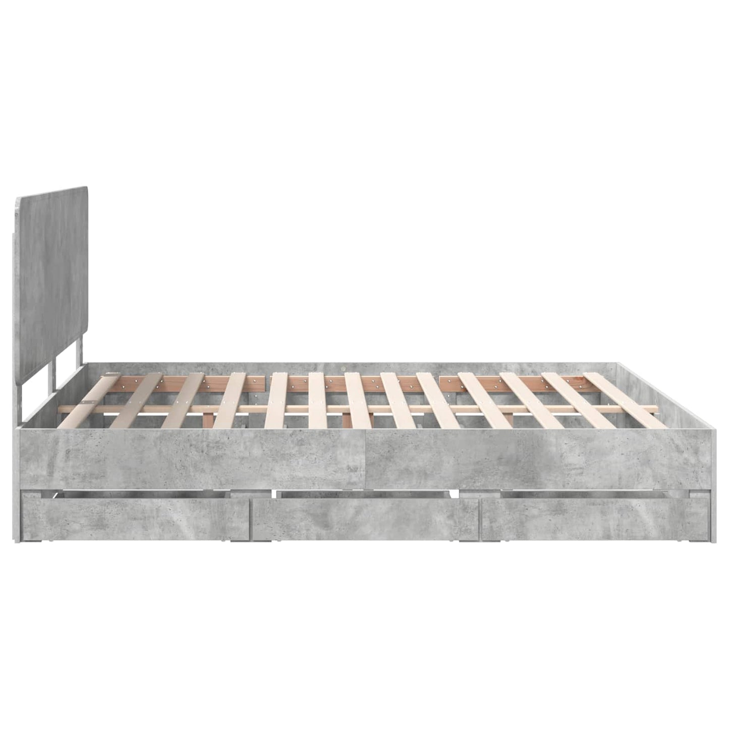 Bed Frame with Drawer Concrete Grey 200 x 200 cm Engineer Wood