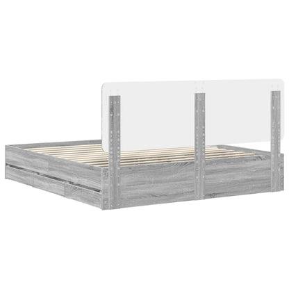 Bed Frame with Drawer Grey Sonoma 200 x 200 cm Engineer Wood