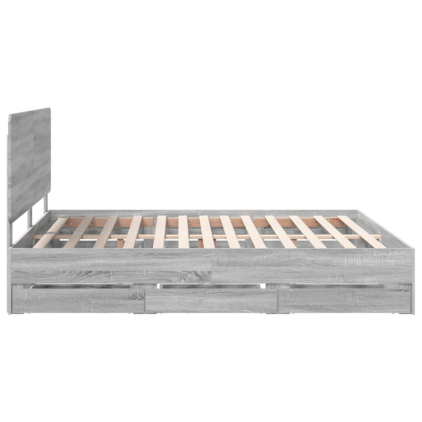 Bed Frame with Drawer Grey Sonoma 200 x 200 cm Engineer Wood
