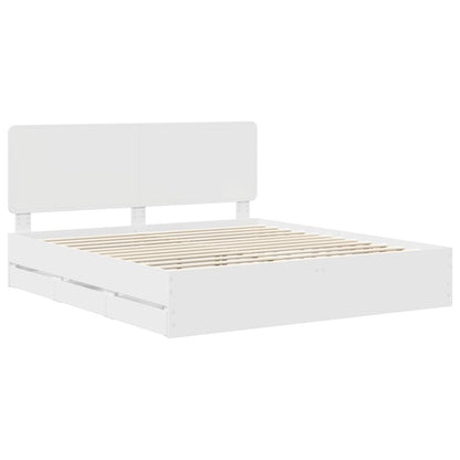 Bed Frame with Drawer White 180 x 200 cm Engineer Wood