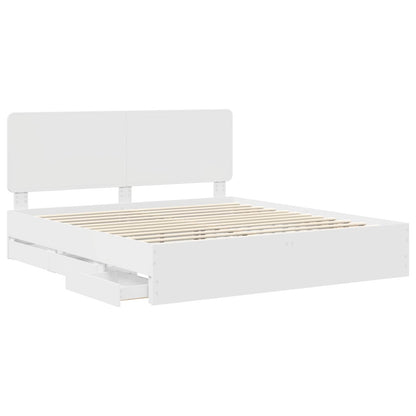 Bed Frame with Drawer White 180 x 200 cm Engineer Wood