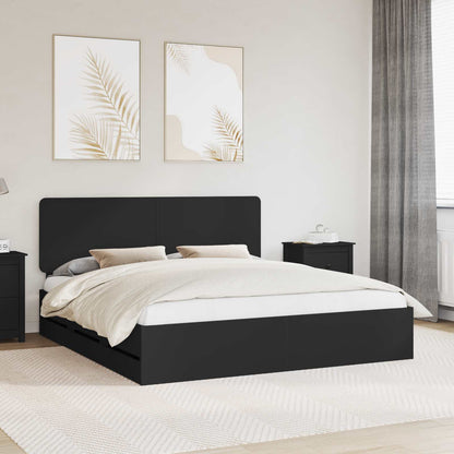 Bed Frame with Drawer Black 180 x 200 cm Engineer Wood