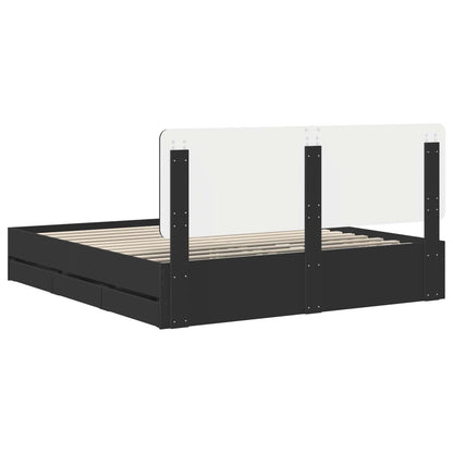 Bed Frame with Drawer Black 180 x 200 cm Engineer Wood