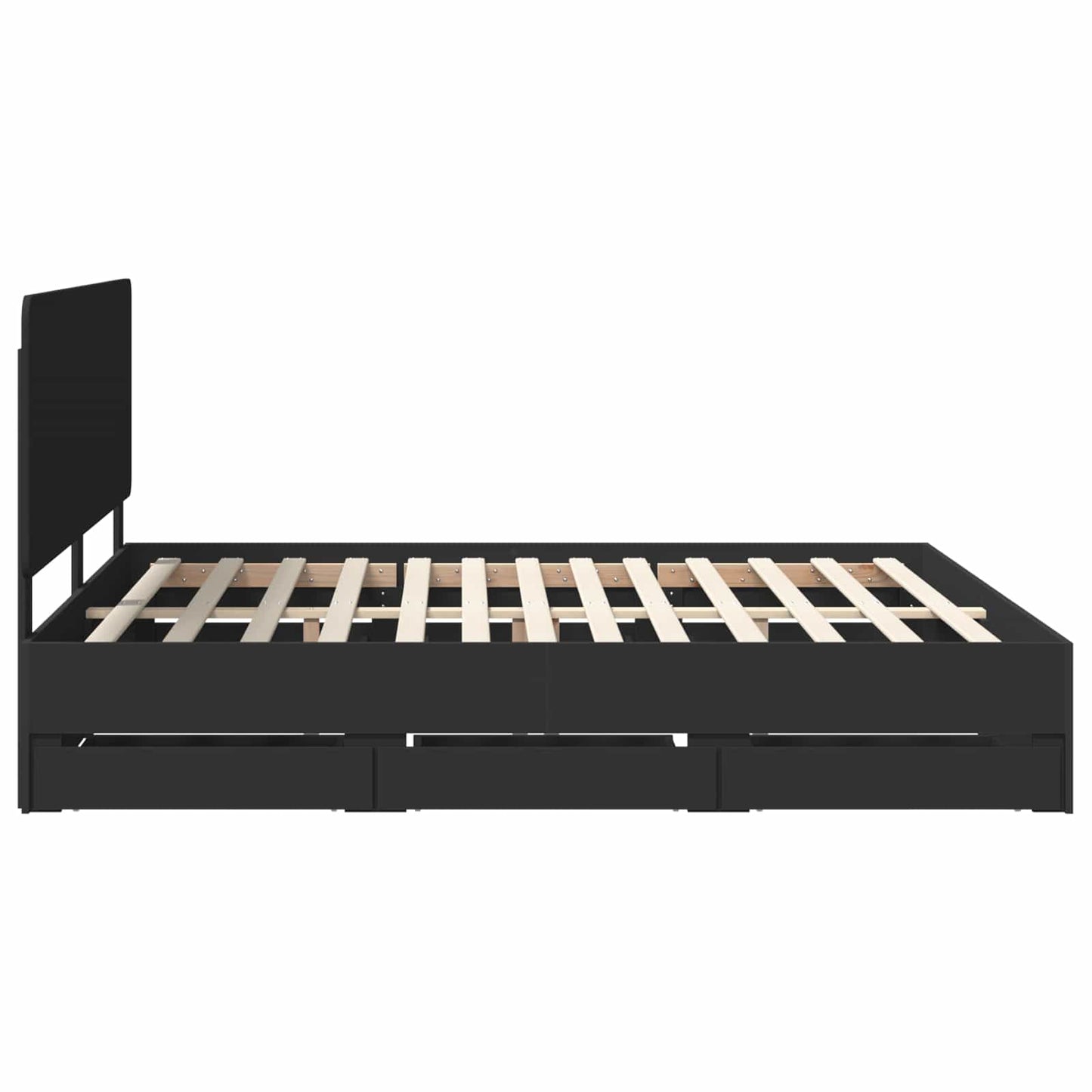 Bed Frame with Drawer Black 180 x 200 cm Engineer Wood