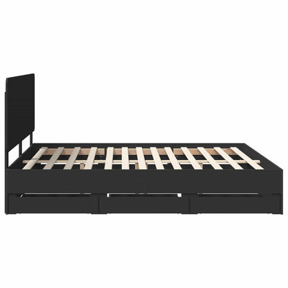 Bed Frame with Drawer Black 180 x 200 cm Engineer Wood
