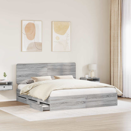 Bed Frame with Drawer Grey Sonoma 180 x 200 cm Engineer Wood