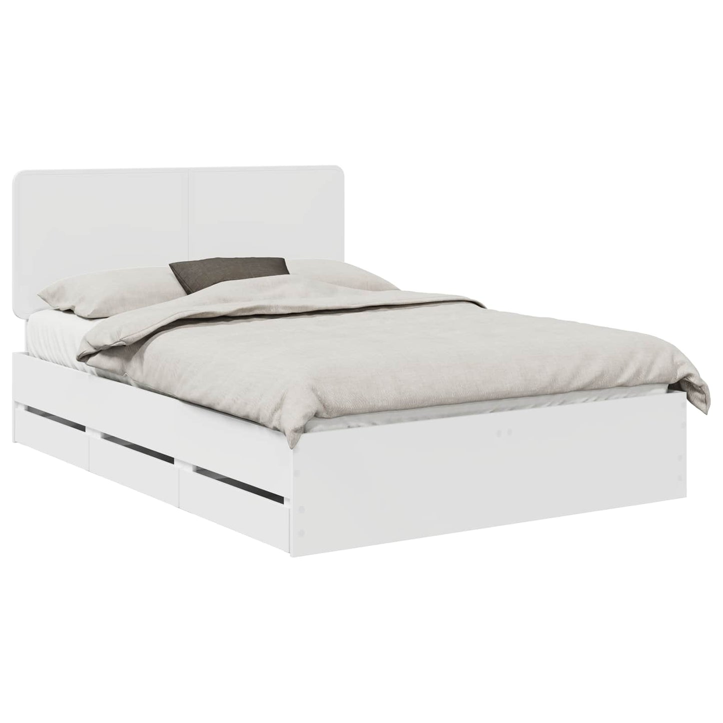 Bed Frame with Drawer White 160 x 200 cm Engineer Wood