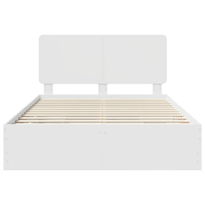 Bed Frame with Drawer White 160 x 200 cm Engineer Wood