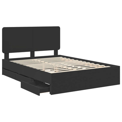 Bed Frame with Drawer Black 160 x 200 cm Engineer Wood