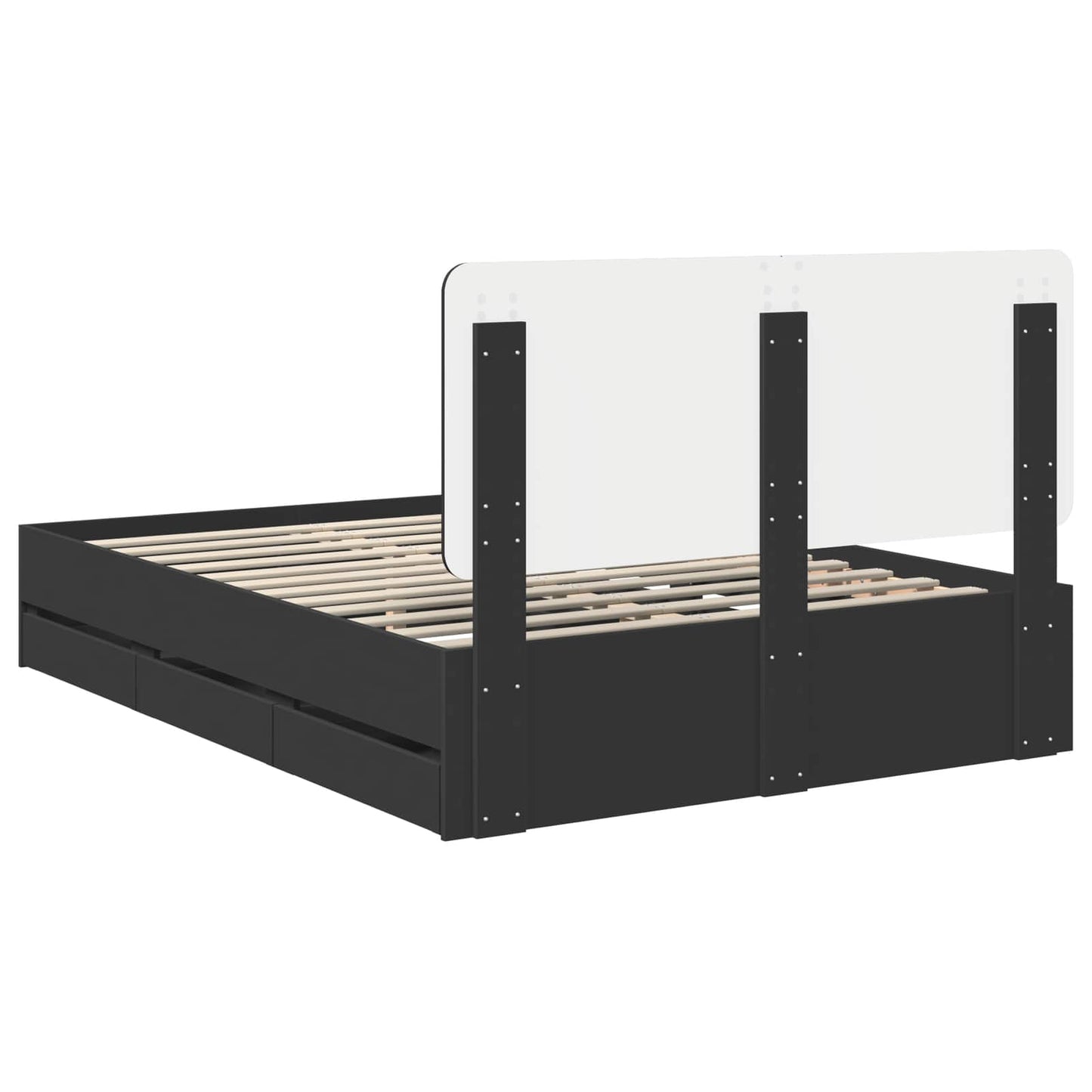 Bed Frame with Drawer Black 160 x 200 cm Engineer Wood