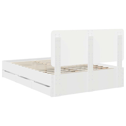 Bed Frame with Drawer White 150 x 200 cm Engineer Wood