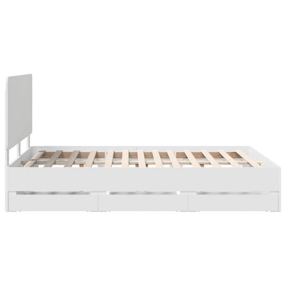 Bed Frame with Drawer White 150 x 200 cm Engineer Wood