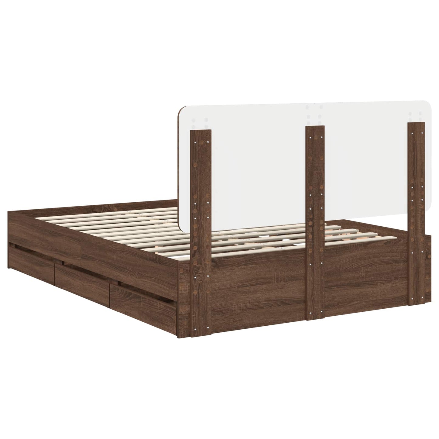 Bed Frame with Drawer Brown Oak 150 x 200 cm Engineer Wood