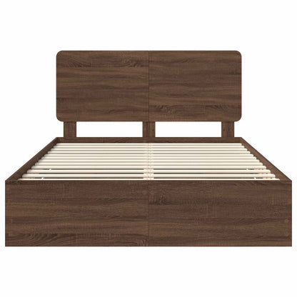 Bed Frame with Drawer Brown Oak 150 x 200 cm Engineer Wood
