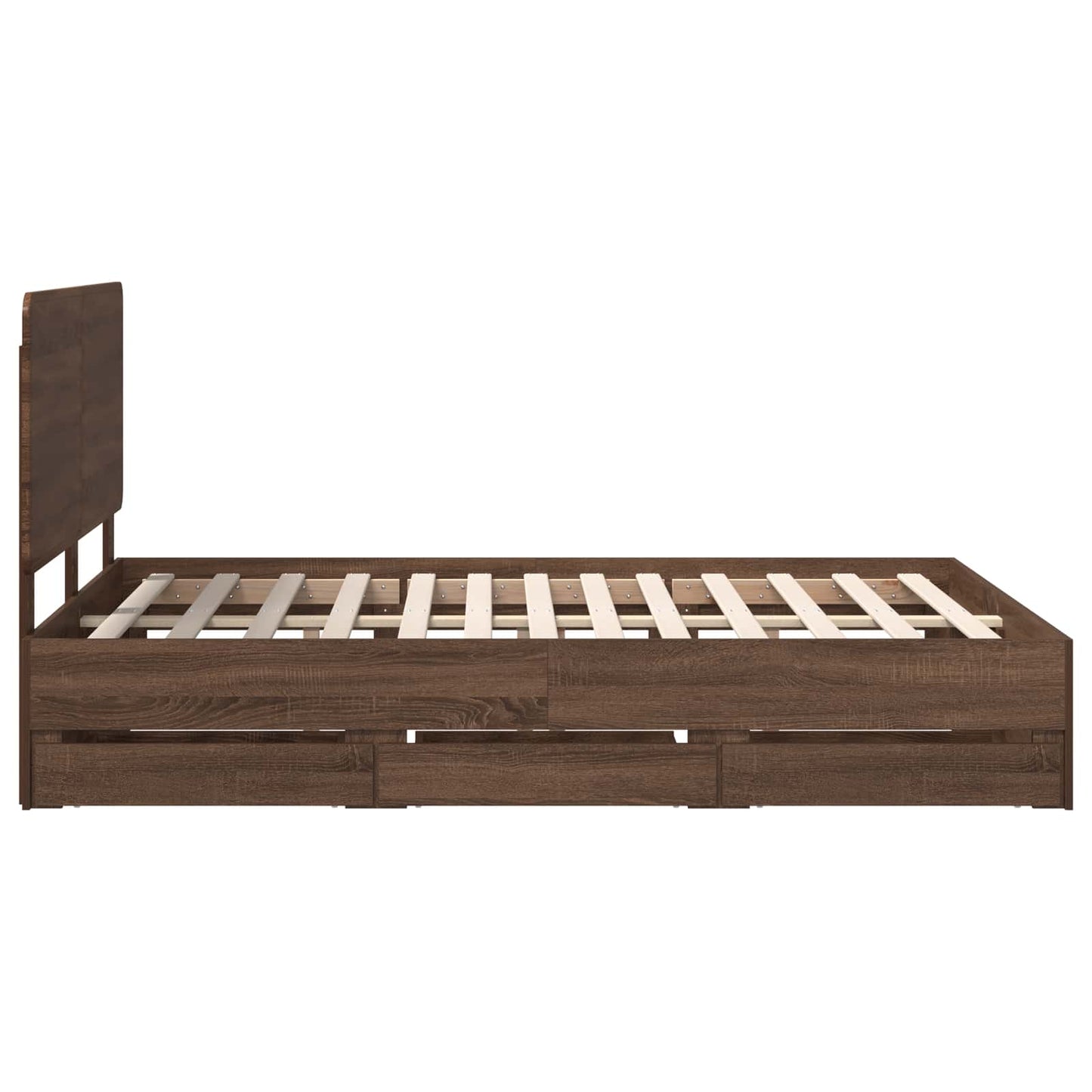 Bed Frame with Drawer Brown Oak 150 x 200 cm Engineer Wood