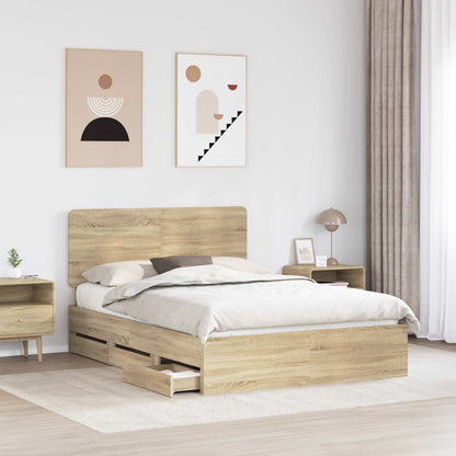 Bed Frame with Drawer Sonoma Oak 140 x 200 cm Engineer Wood
