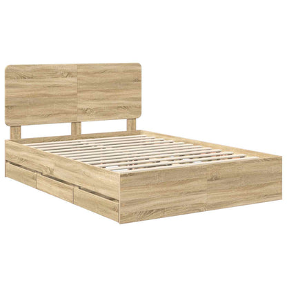 Bed Frame with Drawer Sonoma Oak 140 x 200 cm Engineer Wood