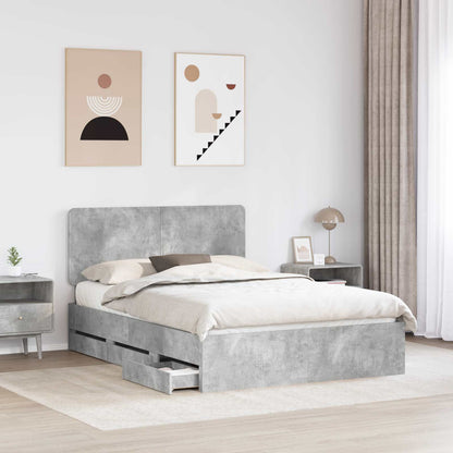 Bed Frame with Drawer Concrete Grey 140 x 200 cm Engineer Wood