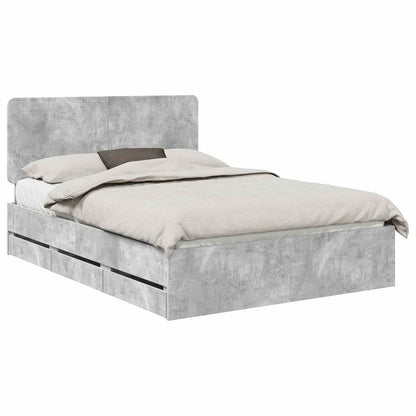 Bed Frame with Drawer Concrete Grey 140 x 200 cm Engineer Wood