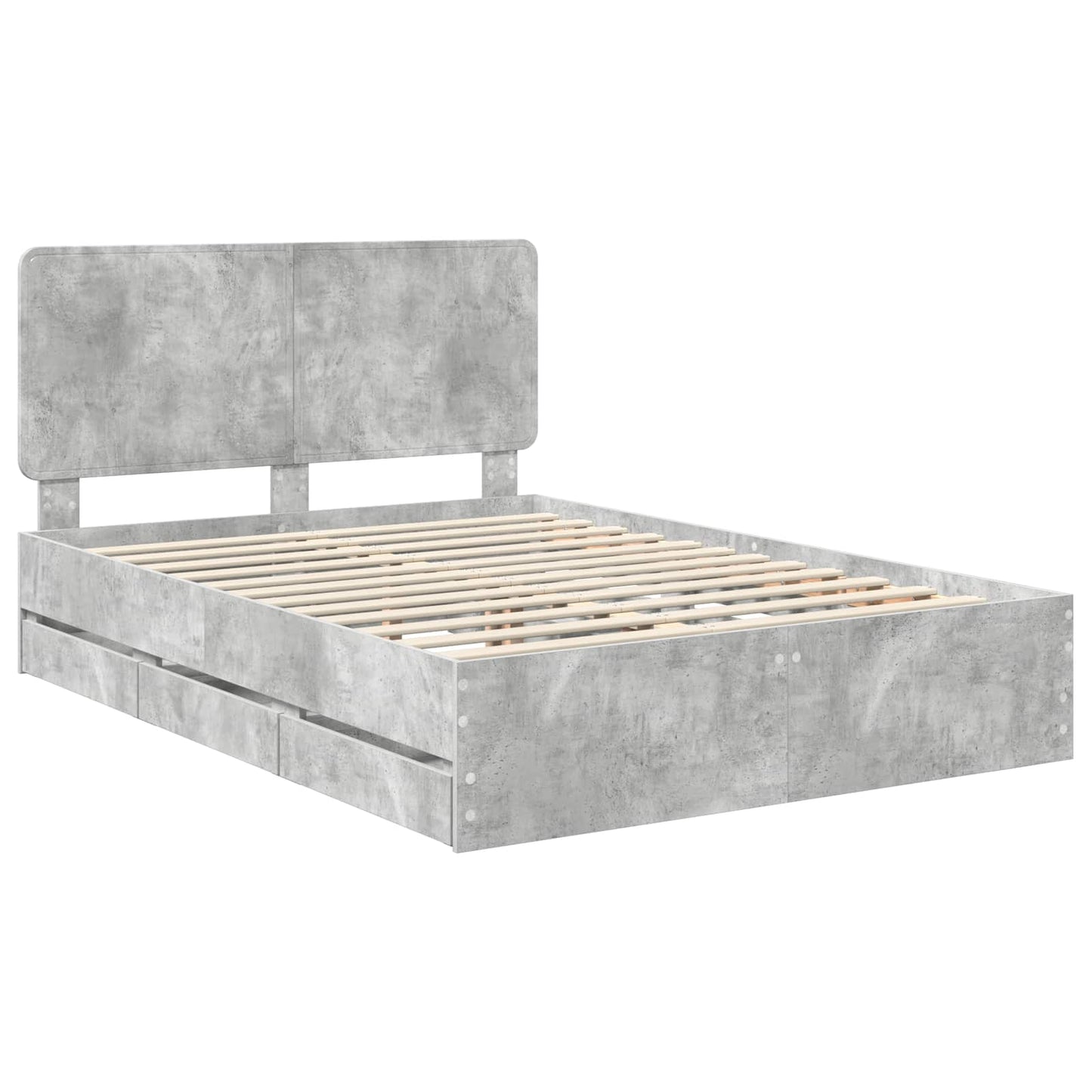 Bed Frame with Drawer Concrete Grey 140 x 200 cm Engineer Wood