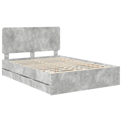 Bed Frame with Drawer Concrete Grey 140 x 200 cm Engineer Wood